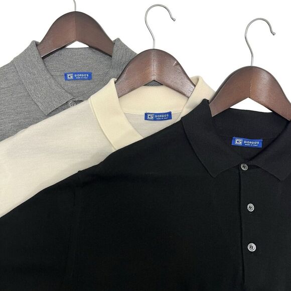Giorgio's Made in Italy Collared Polo Short Sleeve Sweater Silk Set Of 3 Size XL - Picture 2 of 13